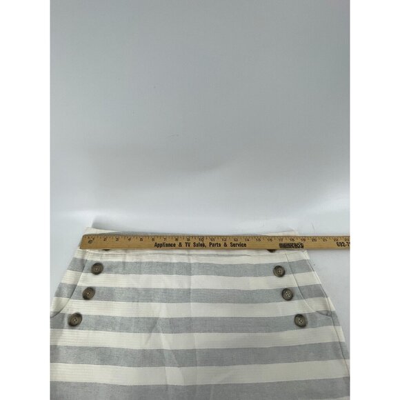 Ann Taylor Loft Women's Gray White Striped Lined Button Front Skirt Size 16 - Picture 10 of 13